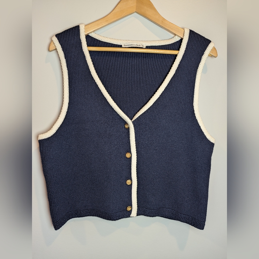 Abercrombie & Fitch Women's Size XL Navy Blue Cardigan Vest
